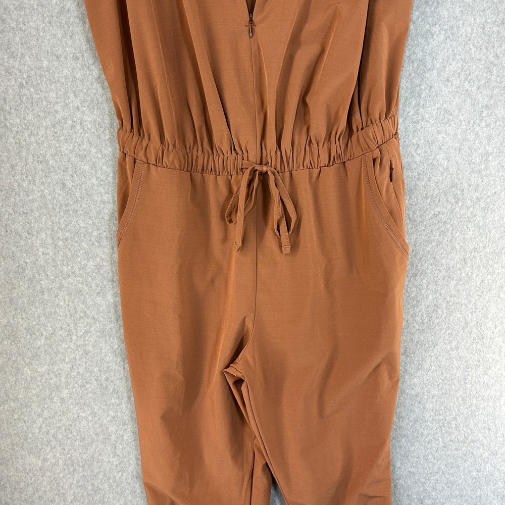 Prana Railay Tank Jumpsuit Rust Brown Clay Ruched Ankle Pockets Womens Small - Picture 6 of 16